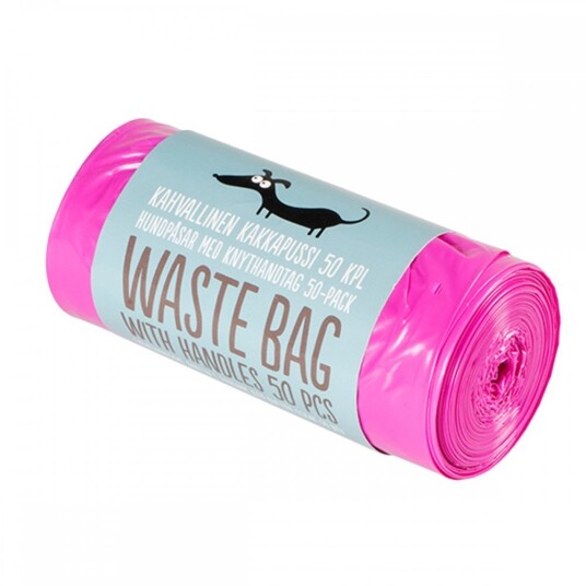 Little & Bigger Hundepose Med Håndtak 50-Pk (Rosa)