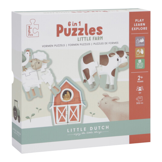 Little Dutch Little Dutch - 6-I-1 Puslespil  - Little Farm - Multi/patterned - ONE SIZE 21