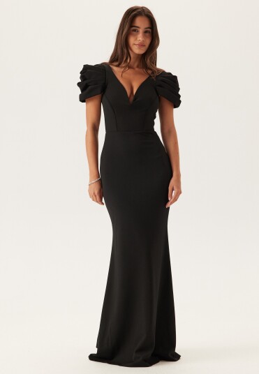 Goddiva Pleated Sleeve Maxi Dress Goddiva Pleated Sleeve Maxi Dress