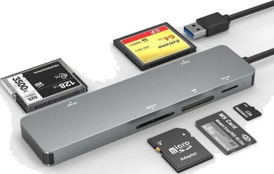 Nördic 5-i-1 USB-A 3.0 Minnekortleser CFast CF SD 4.0 MicroSD 4.0 MS 5Gbps