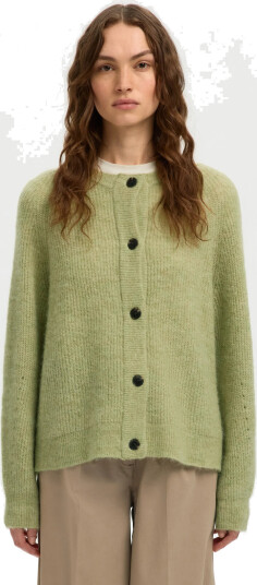 Selected Slflulu Ls Knit Short Cardigan Noos - Green - L