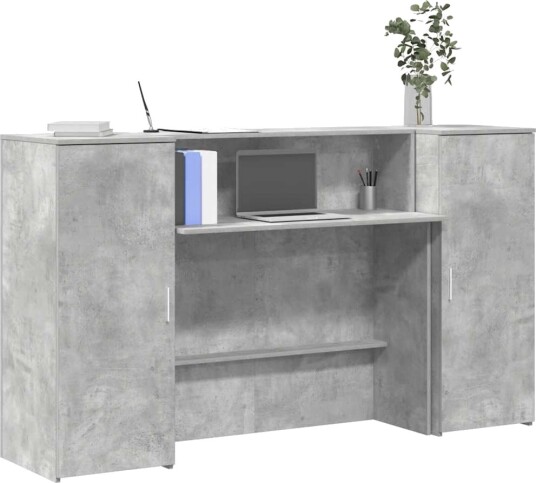 Resepsjonspult betonggrå 180x50x103,5 cm konstruert tre Resepsjonspult betonggrå 180x50x103,5 cm konstruert tre