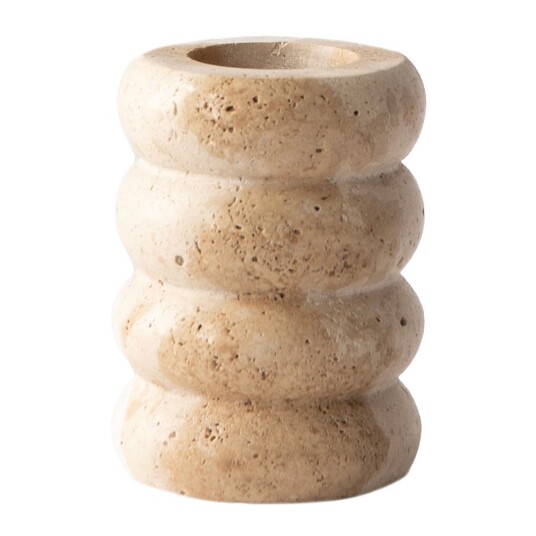 Tell Me More Travertin Lysestake Beige 10,5 cm - Naturmateriale