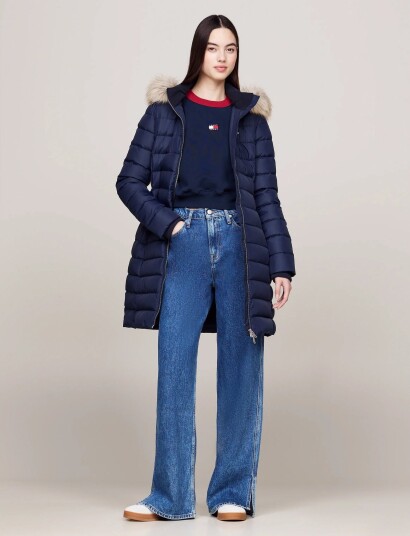 Tommy Jeans Tjw Essential Hooded Down Coat Navy L