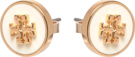 Tory Burch Icon Enamel Stud Earrings Cream ONE SIZE Tory Burch Icon Enamel Stud Earrings Cream ONE SIZE