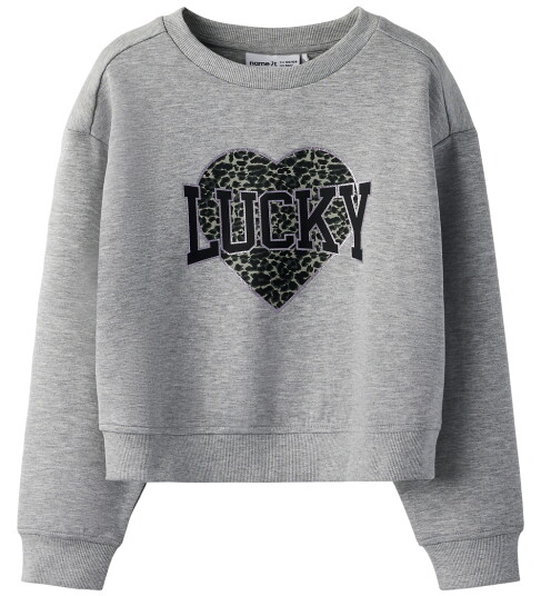 Name It Collegegenser Kort NkfBima Grey Melange 6 år 116 Collegegenser Grå