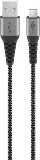 Goobay Micro-USB til USB-A tekstilkabel med metallkontakter 0,5 m elegant og ekstra robust tilkoblingskabel for enheter med Micro-USB-tilkobling Goobay Micro-USB til USB-A tekstilkabel med metallkontakter 0,5 m elegant og ekstra robust tilkoblingskabel for enheter med Micro-USB-tilkobling