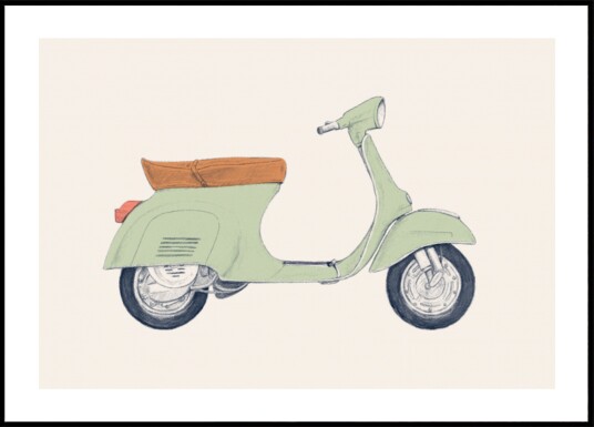 Vintage Green Scooter Plakat / 21x30
