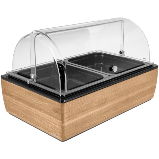 VEGA Buffetsystem komplett Montana eik 6,5 cm melamin svart 2 x GN 1/2; Størrelse GN 1/1, 57x36.5x27.4 cm (LxBxH); Eik/Transparent/Hvit; Rektangulær