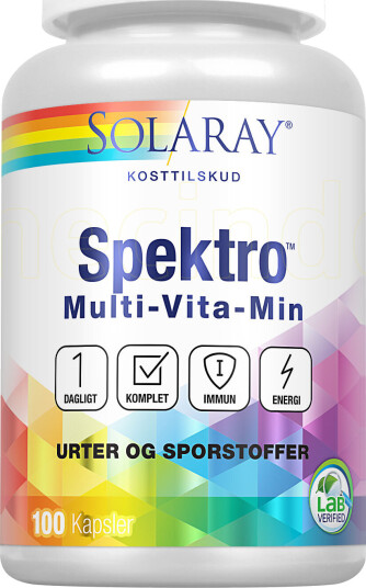 Solaray Spektro Multi-Vita-Min m. Jern + vitamin K2 100 Kapslar Solaray Spektro Multi-Vita-Min m. Jern + vitamin K2 100 Kapslar