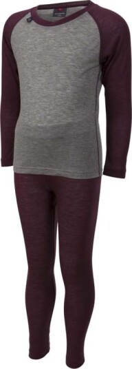 Ulvang Kids' Gausdal Ullsett 152, Fig/Grey Melange