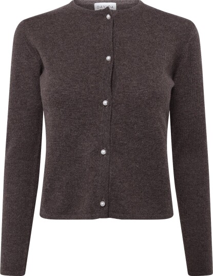 Davida Cashmere Classic Cardigan Pearl Buttons CACAO S Davida Cashmere Classic Cardigan Pearl Buttons CACAO S