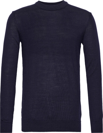 Knowledge Cotton Apparel Merino Crew Neck Sweater   Navy   XS
