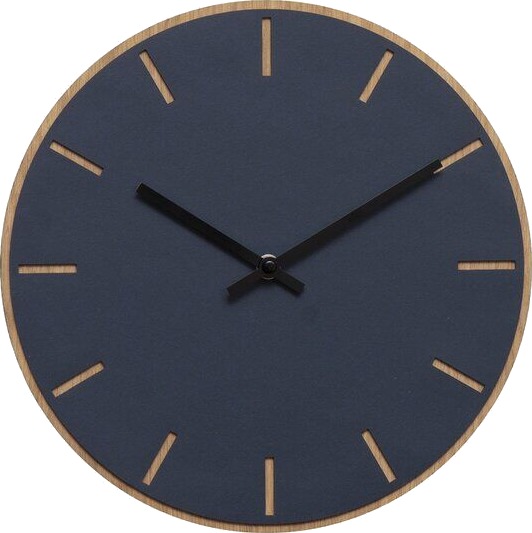 Hemverk - Smokey Blue veggklokke 28 cm blå linoleum m/svart viser
