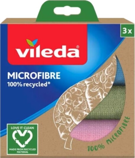 Vileda Mikrofiberklut 100% resirkulert materiale 3-pakning