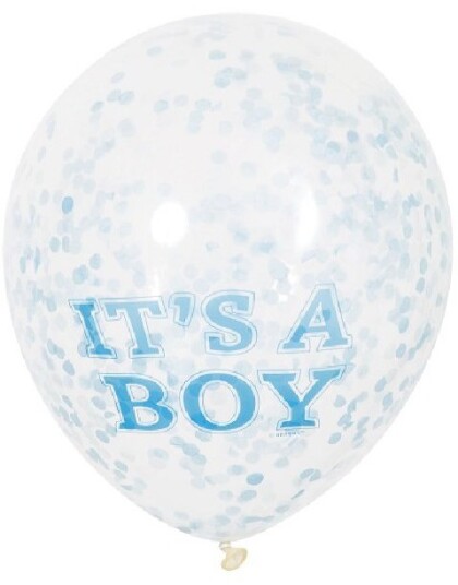 Unique 6 stk 30 cm It’s a Boy Blå Konfettiballonger 58111