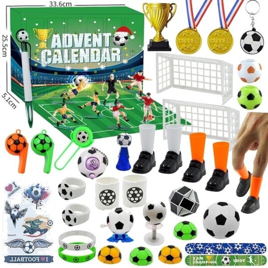 Fotball Adventskalender Gutt Jenter 2025 24 Gaver Med Medalje Fløyte Jule Nedtelling julegave