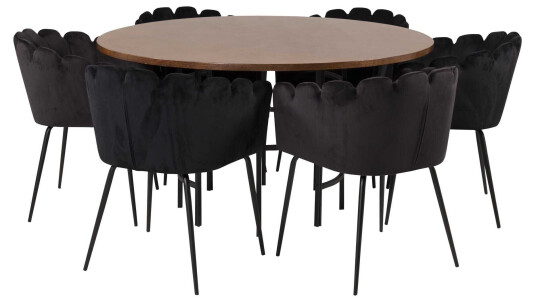 Venture Design Copenhagen & Limhamn spisegruppe Brun/svart 6 st stoler & bord 140 cm