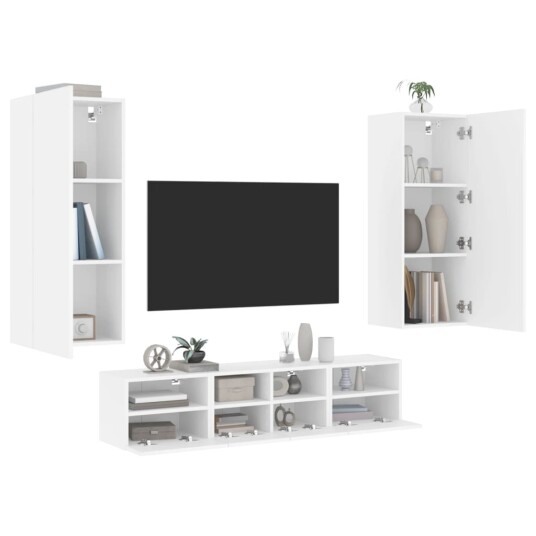 vidaXL Vegghengte TV-enheter 5 deler hvit konstruert tre 8721012469549