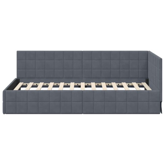 Hjørnesengramme med hodegjerde Mørke grå 100 x 200 cm Fløyel Hjørnesengramme med hodegjerde Mørke grå 100 x 200 cm Fløyel