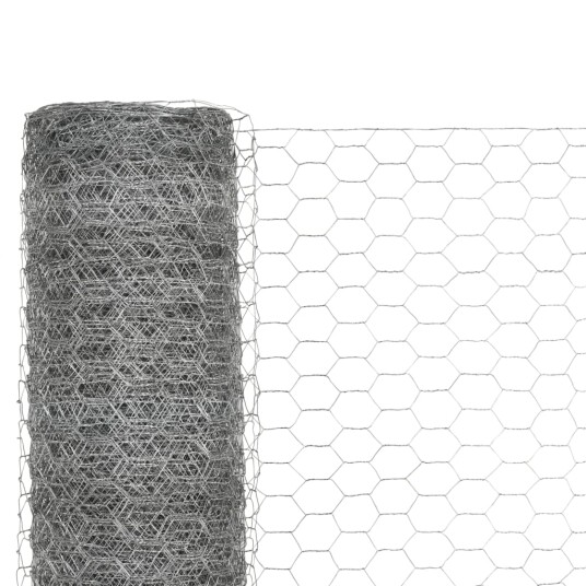 vidaXL Trådgjerde kylling galvanisert stål 25x1,5 m sølv vidaXL Trådgjerde kylling galvanisert stål 25x1,5 m sølv