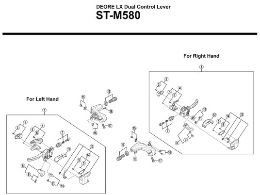 Shimano Deore LX toppdeksel med skrue til høyre girspak toppmodel ST M580