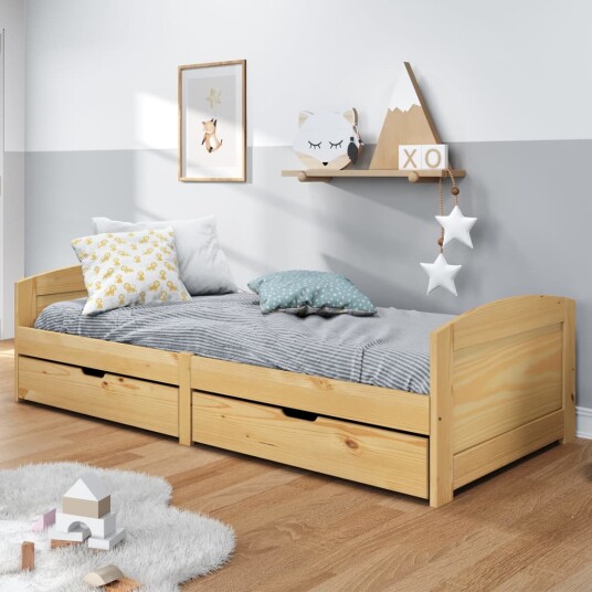  Dagseng med 2 skuffer IRUN 90x200 cm heltre furu 8721012134188