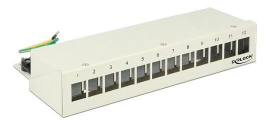 DeLOCK 12-Port Keystone Kretspanel Skjermet Grå for Switcher og Huber