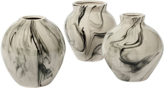 Broste Copenhagen Ingrid keramikvase 14,5 cm 3 stk. Beige black
