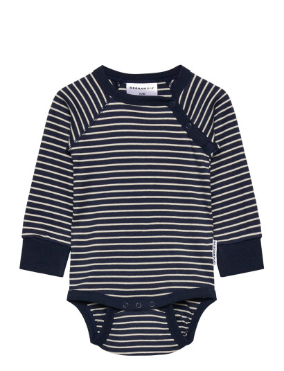 Geggamoja Body L.s Navy Beige Stripe - Navy - 50/56