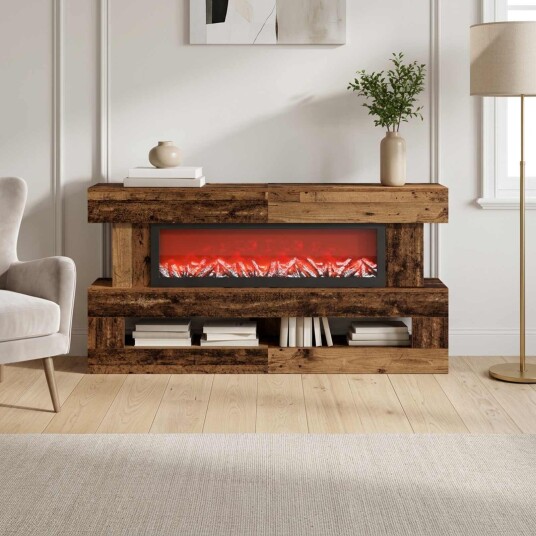 vidaXL Elektrisk peis Gammelt tre 150 x 21 x 77 cm Konstruert tre