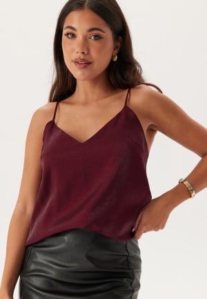 BUBBLEROOM V-neck Shimmer Strap Singlet Burgundy XS