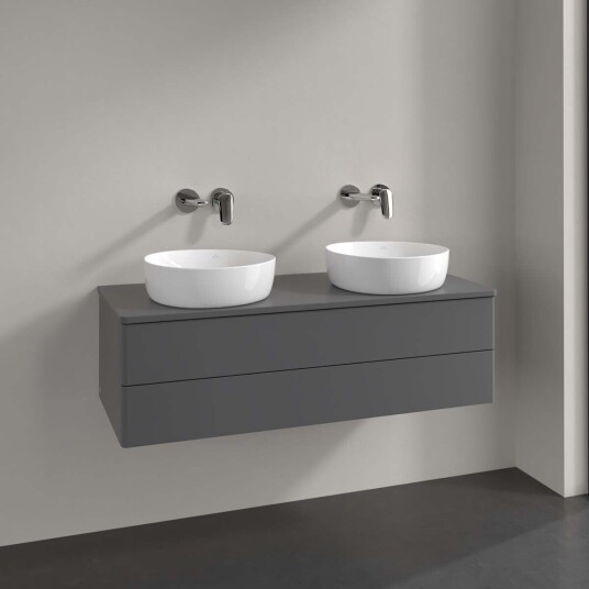Villeroy & Boch Antao Servantskap med 2 skuffer 120x50x36 cm m/lys Antrasitt Matt Villeroy & Boch Antao Servantskap med 2 skuffer 120x50x36 cm m/lys Antrasitt Matt