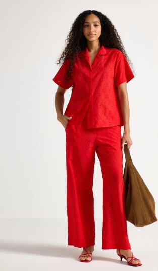 Lindex Trousers With Embroidery Red XXL