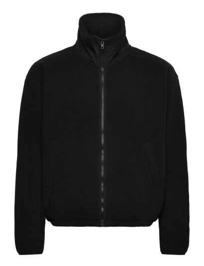 Weekday Loose Fit Zip Fleece Jacket - Black - L