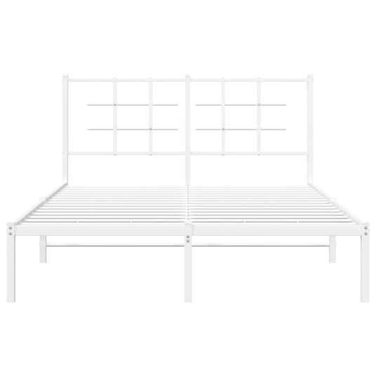 vidaXL Sengeramme i metall med hodegavl hvit 140x190 cm 8721012304093