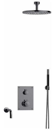 Tapwell Box7368 Takdusj Innbygging - Takmontert Black Chrome / 85mm Ø250mm