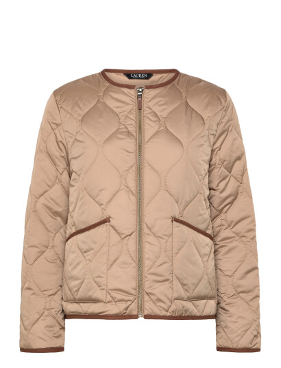 Ralph Lauren Lauren Twill Trim Onion Quilted Jacket Beige L