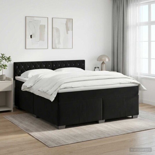 vidaXL Kontinentalseng med madrass Svart 180 x 200 cm Fløyel