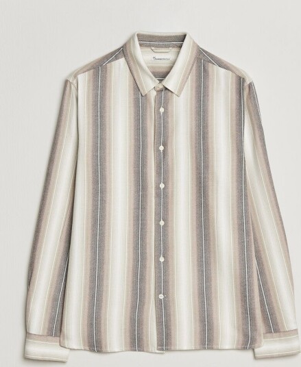 KnowledgeCotton Apparel Dune Regular Stripe Shirt Creme