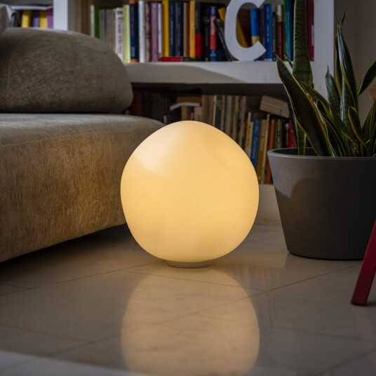 Foscarini Hoba Grande bordlampe Ø 36 cm dimbar glasStue Hvit