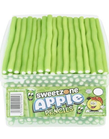 100 stk Sweetzone Apple Pencils / Godteristenger   Halal Sertifisert