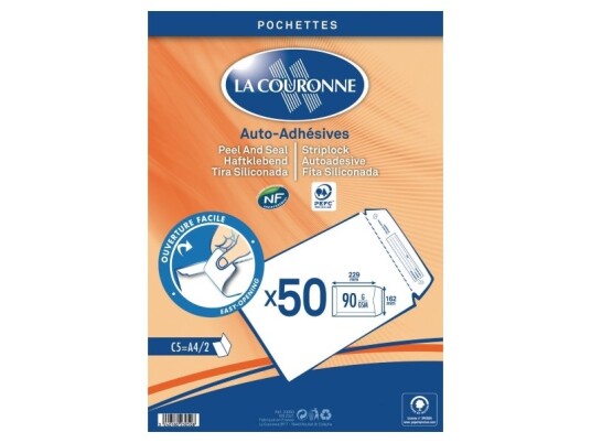 Konvolut La Couronne C5 162 X 229 Mm 90 G Hvid Pakke A 50 Stk.