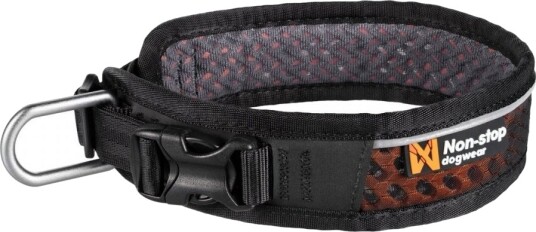 Non-Stop Dogwear Rock Justerbart Hundehalsbånd Svart/Oransje (M)