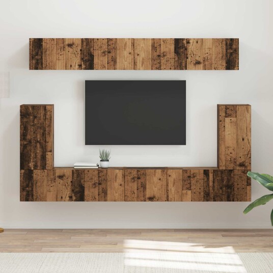  TV benksett Veggmontert 5 pcs Gammelt tre Konstruert tre