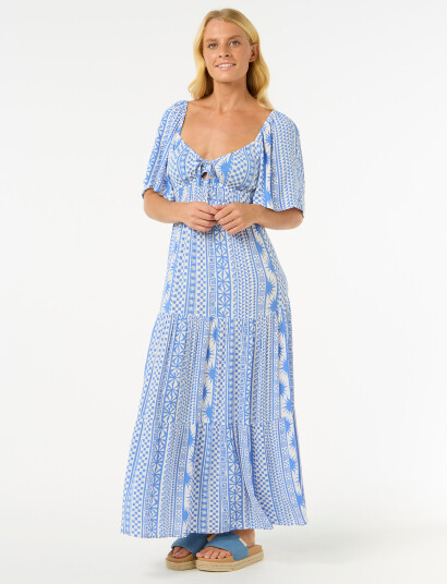 Rip Curl San Carlos S/S Maxi Dress - Blue - L