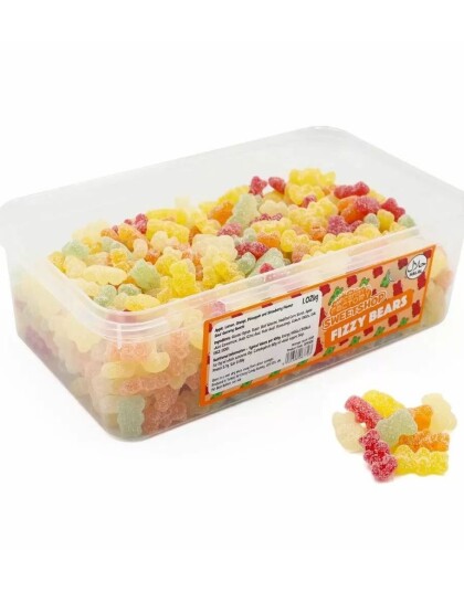 600 stk Sweetshop Fizzy Bears Boks med Sure Vingummibjørner 1,02 kg 600 stk Sweetshop Fizzy Bears Boks med Sure Vingummibjørner 1,02 kg
