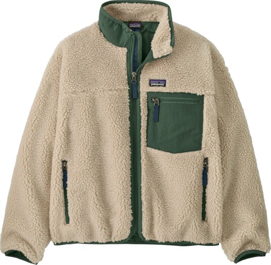 Patagonia Kids Retro-X Jkt Dark Natural w/Canopy Green S (7-8 år)
