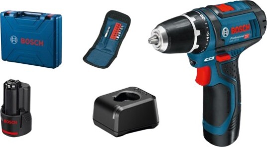 Bosch Drill GSR 12V-15 M/2 x 2.0 AH + Skrubitssett