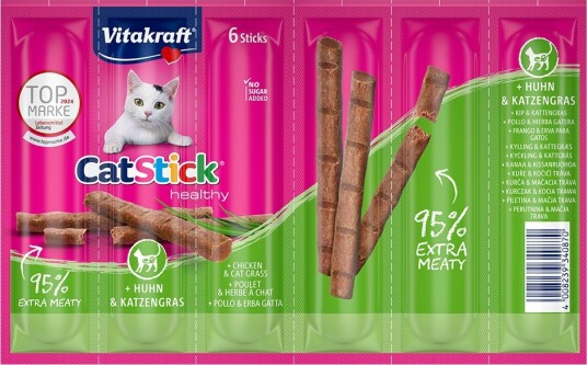Vitakraft Cat Stick Classic & Kattegress Kylling 6 X 6 G